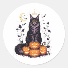 Pumpkin King Coon - Maine Coon Halloween Ronde Sticker