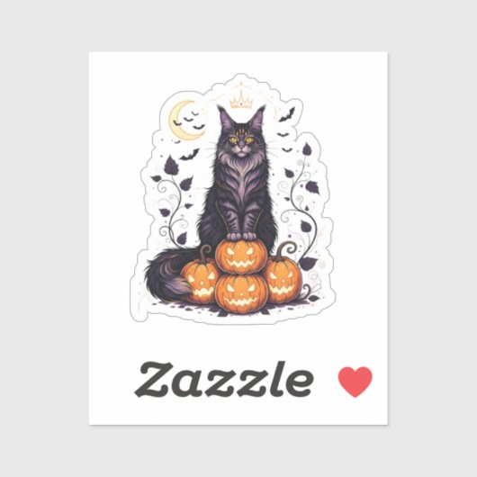 Pumpkin King Coon - Maine Coon Halloween Sticker (Vel)