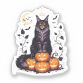Pumpkin King Coon - Maine Coon Halloween Sticker (Voorkant)