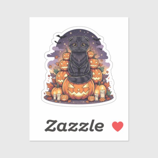 Pumpkin King Fold - Schotse Vouw Kat Halloween Sticker (Vel)