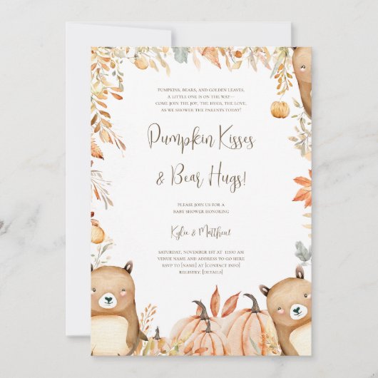 Pumpkin Kisses & Beer Hugs Baby shower Uitnodiging (Voorkant)