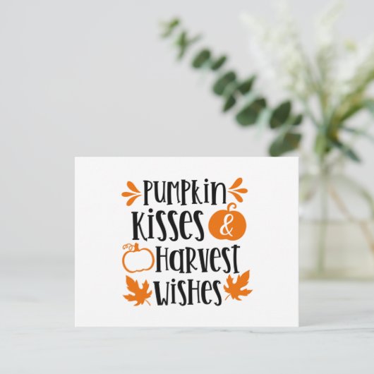 Pumpkin Kisses en Harvest Wishes Briefkaart (Staand voorkant)