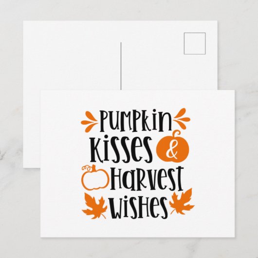 Pumpkin Kisses en Harvest Wishes Briefkaart (Voorkant / Achterkant)