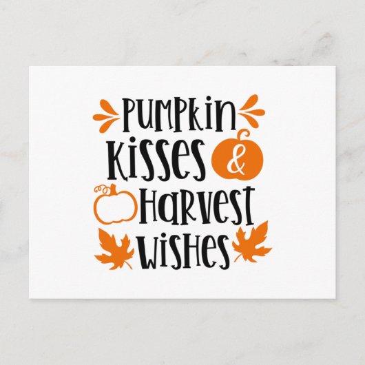 Pumpkin Kisses en Harvest Wishes Briefkaart (Voorkant)