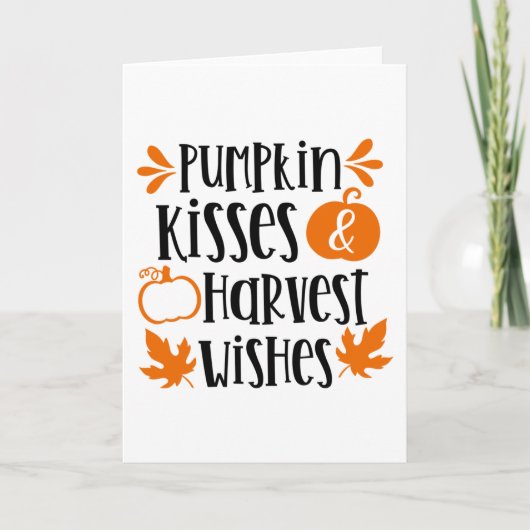 Pumpkin Kisses en Harvest Wishes Kaart (Voorkant)