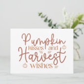 Pumpkin Kisses en Harvest Wishes Kaart (Staand voorkant)