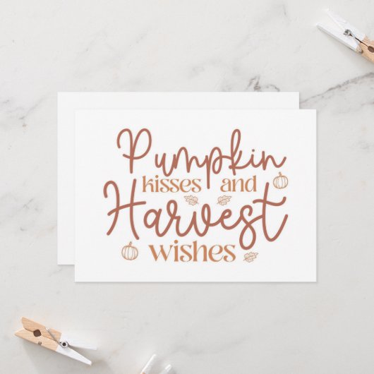 Pumpkin Kisses en Harvest Wishes Kaart (Voorkant / Achterkant in situ)