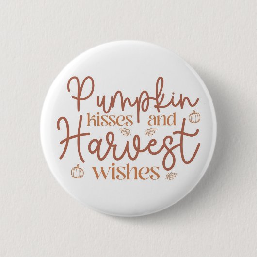 Pumpkin Kisses en Harvest Wishes Ronde Button 5,7 Cm (Voorkant)