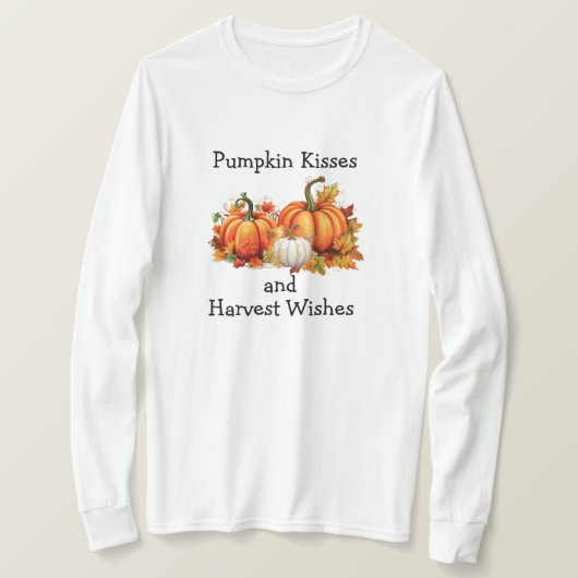 Pumpkin Kisses en Harvest Wishes T-shirt (Design voorkant)