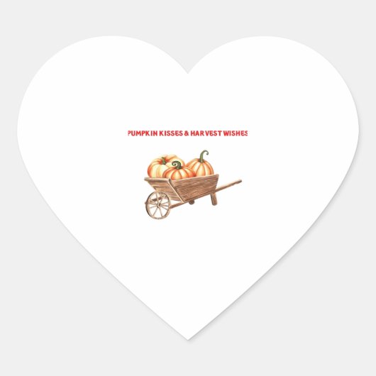 Pumpkin Kisses & Harvest Wishes Oversized T-Shirt. Hart Sticker (Voorkant)