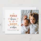 Pumpkin Kisses & Harvest Wishes Photo Cards Kaart (Voorkant)