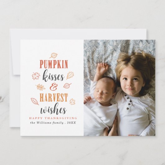Pumpkin Kisses & Harvest Wishes Photo Cards Kaart (Voorkant)