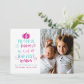 Pumpkin Kisses & Harvest Wishes Photo Cards Kaart (Staand voorkant)