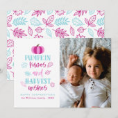 Pumpkin Kisses & Harvest Wishes Photo Cards Kaart (Voorkant / Achterkant)