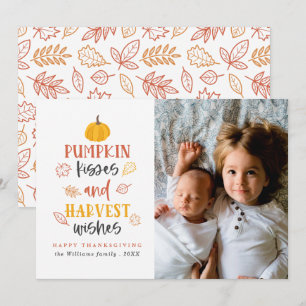 Pumpkin Kisses & Harvest Wishes Photo Cards Kaart
