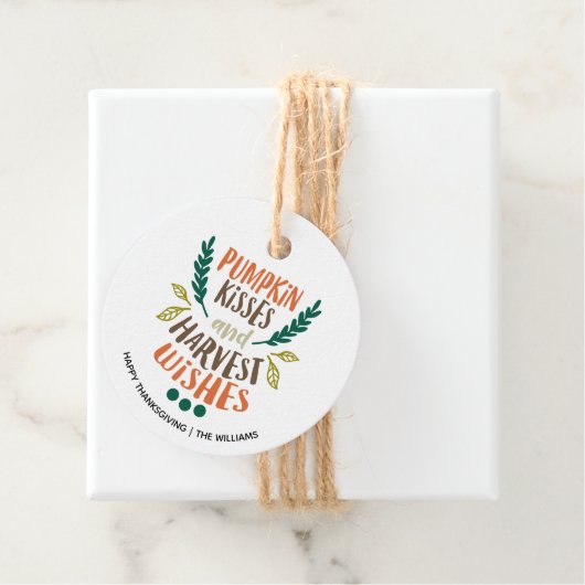 Pumpkin Kisses, Harvest Wishes Thanksgiving Custom Bedankjes Labels (In situ)
