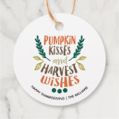 Pumpkin Kisses, Harvest Wishes Thanksgiving Custom Bedankjes Labels (Achterkant)