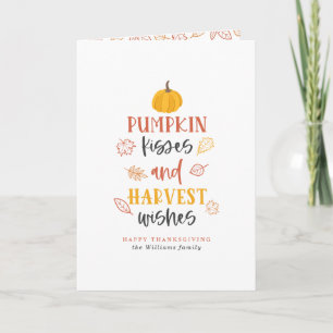Pumpkin Kisses & Harvest Wishes Thanksgiving Feestdagen Kaart