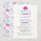 Pumpkin Kisses & Harvest Wishes Thanksgiving Party Kaart (Voorkant / Achterkant)