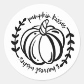 Pumpkin Kisses Harvest Wishes Thanksgiving Ronde Sticker (Voorkant)
