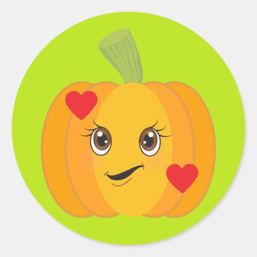 Pumpkin Kisses Ronde Sticker (Voorkant)