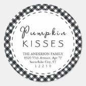 Pumpkin Kisses |Zwarte en witte buffeloplossing Th Ronde Sticker (Voorkant)