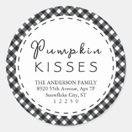 Pumpkin Kisses |Zwarte en witte buffeloplossing Th Ronde Sticker