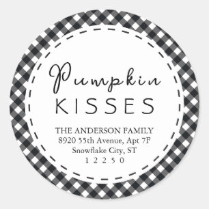 Pumpkin Kisses Zwarte en witte buffeloplossing Th Ronde Sticker