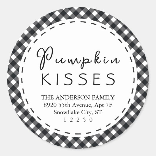Pumpkin Kisses |Zwarte en witte buffeloplossing Th Ronde Sticker (Voorkant)