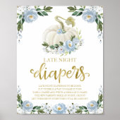 Pumpkin Late Night Diapers Baby shower Game Sign Poster (Voorkant)