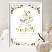Pumpkin Late Night Diapers Baby shower Game Sign Poster