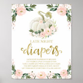 Pumpkin Late Night Diapers Baby shower Game Sign Poster (Voorkant)