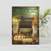 Pumpkin Latern Light Scary Halloween Costume Party Kaart (Staand voorkant)