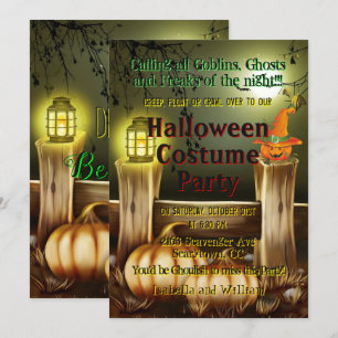Pumpkin Latern Light Scary Halloween Costume Party Kaart