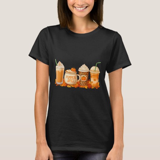 Pumpkin Latte Sce Coffee Fall Drink Halloween Autu T-shirt (Voorkant)