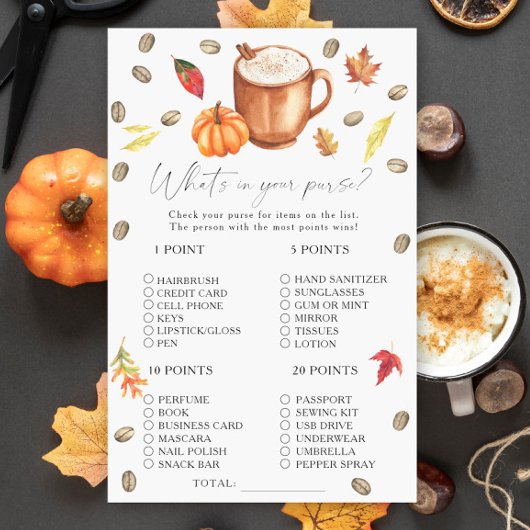 Pumpkin Latte Wat zit er in je portemonnee spel