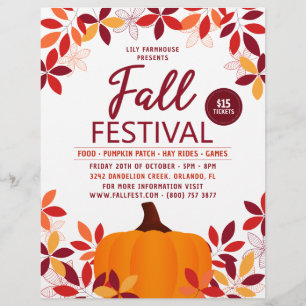 Pumpkin Leaves Lijst Herfst Festival Event Flyer