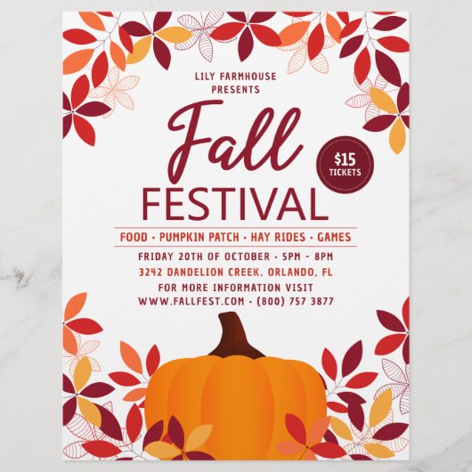 Pumpkin Leaves Lijst Herfst Festival Event Flyer (Voorkant)