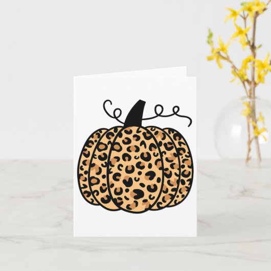 Pumpkin Leopard Print Thanksgiving Herfst Pumpkin Kaart (Gele Bloem)