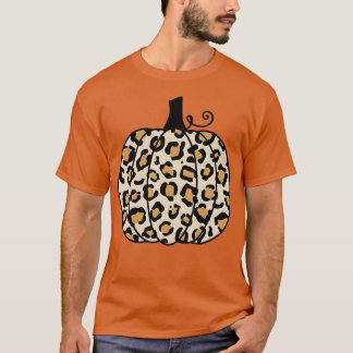 Pumpkin Leopard Print Thanksgiving Herfst vrouwen T-shirt