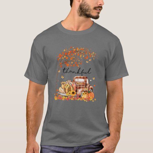 Pumpkin Leopard Thankful Grate Blessed Fall Thanks T-shirt (Voorkant)