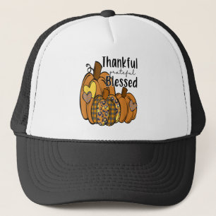 Pumpkin Leopard Thankful Grateful Blessed Thanksgi Trucker Pet