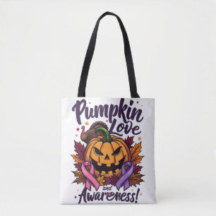 Pumpkin liefde en bewustzijn tote bag