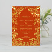Pumpkin Lijst Fall Wedding Burnt Oranje & Gold Folie Uitnodiging (Staand Voorkant)