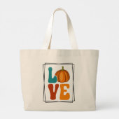 Pumpkin LOVE Herfst Herfst Grote Tote Bag (Achterkant)
