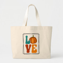 Pumpkin LOVE Herfst Herfst Grote Tote Bag