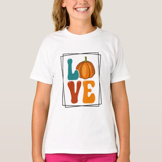 Pumpkin LOVE Herfst Herfst Meisjes T-shirt (Voorkant)