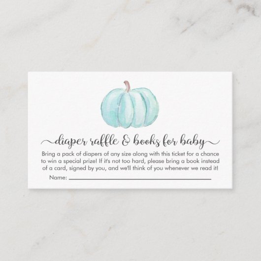 Pumpkin-luierspoelboeken voor babypaddestoelen informatiekaartje (Voorkant)