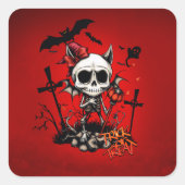 Pumpkin Magic en Bone Fun. Vierkante Sticker (Voorkant)