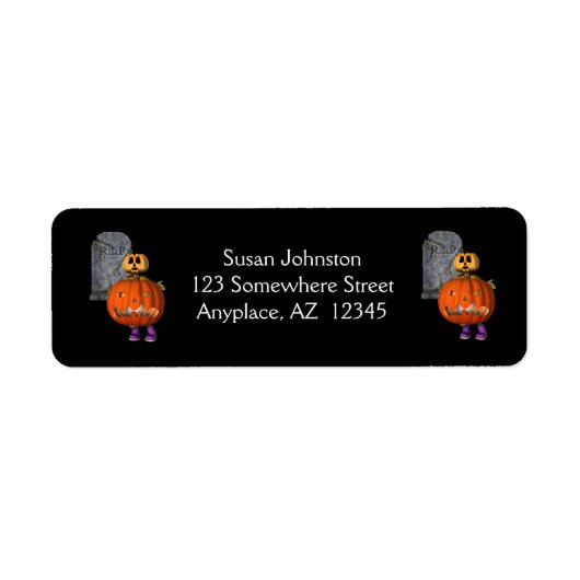 Pumpkin Man Tombstone Halloween Adres Etiket (Voorkant)